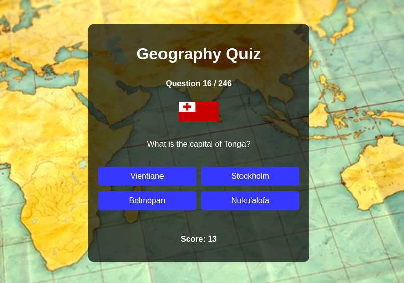 Capital Cities Quiz
